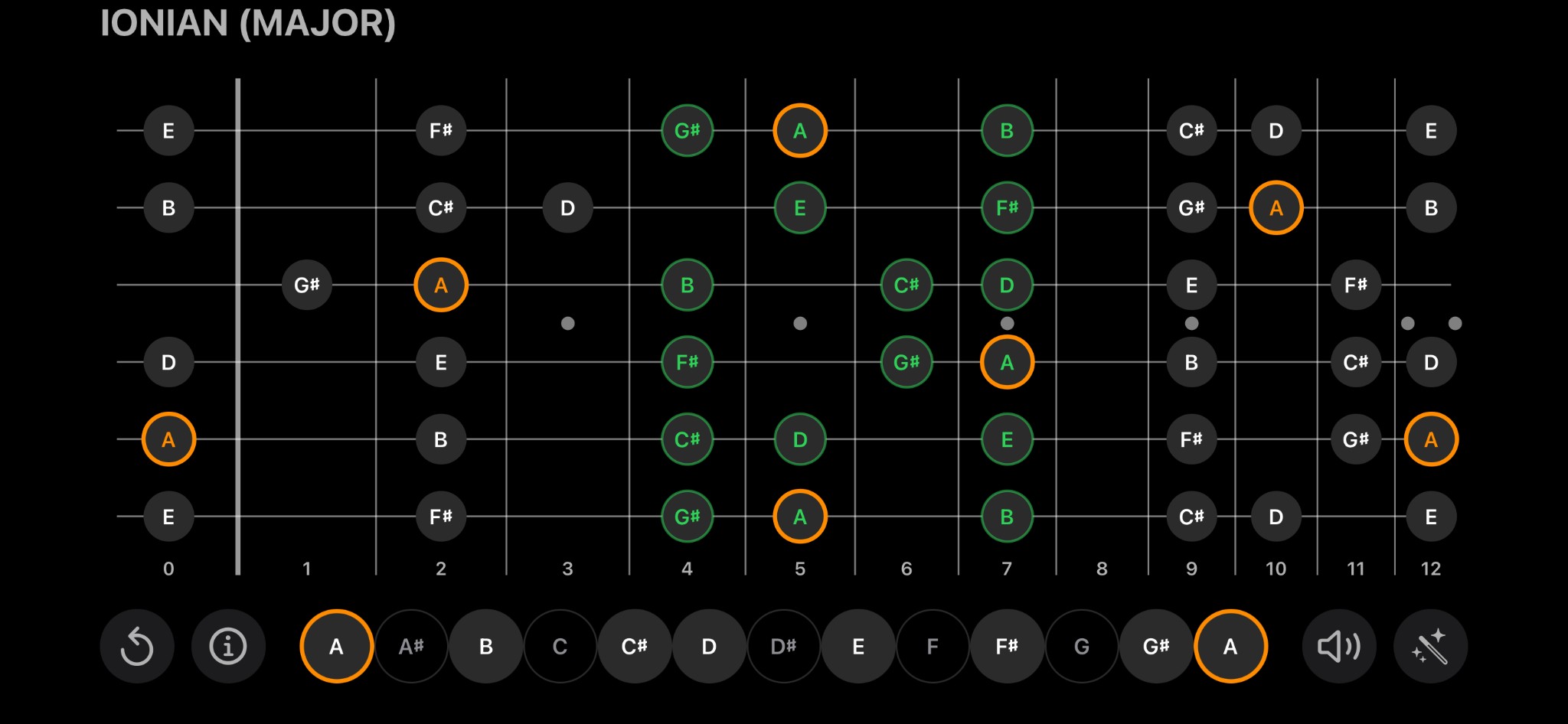 Guitar Wizard main fretboard UI (landscape)